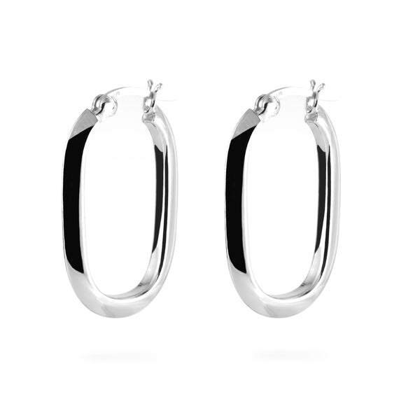 Joolz Co. Hinge Back Oval Hoop Earrings <br>925 Sterling Silver