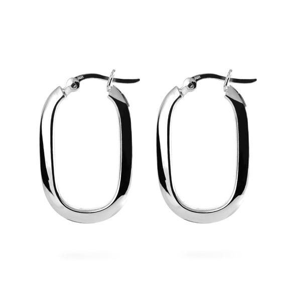 Joolz Co. Hinge Back Oval Hoop Earrings <br>925 Sterling Silver