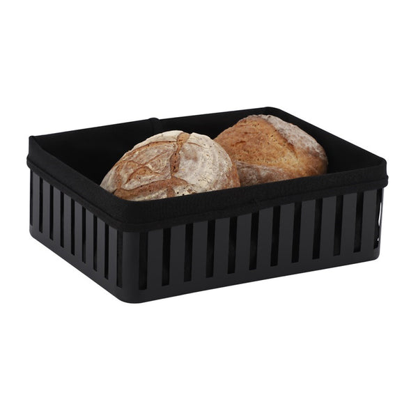 Classica Hudson Bread Basket with Cotton Liner <br>Black <br>25cm x 19m x 8.5cm