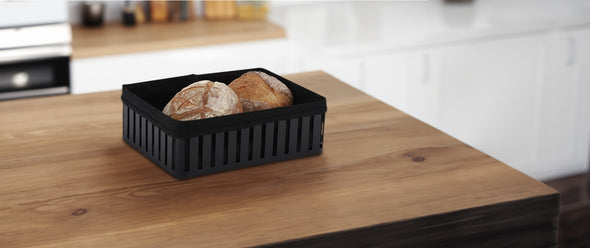 Classica Hudson Bread Basket with Cotton Liner <br>Black <br>25cm x 19m x 8.5cm