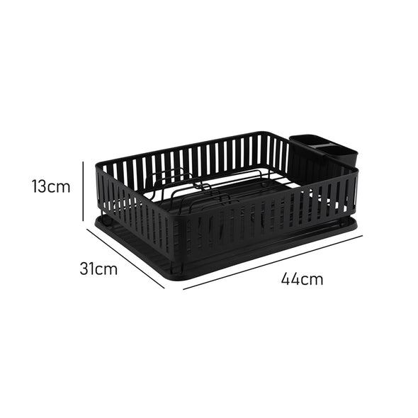 Classica Hudson Dish Drainer With Cutlery Holder <br>Black <br>44cm x 31cm x 13cm