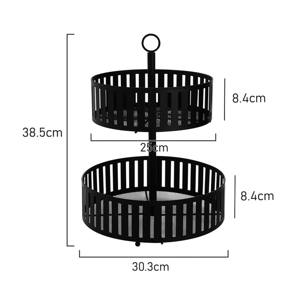 Classica Hudson Mesh 2 Tier Fruit Basket <br>Black <br>30.3cm x 38.5cm