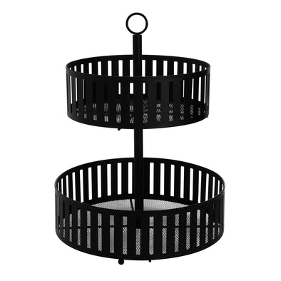 Classica Hudson Mesh 2 Tier Fruit Basket <br>Black <br>30.3cm x 38.5cm