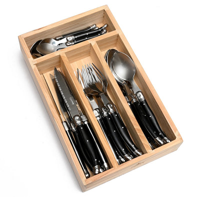 Laguiole 24 piece Cutlery Set <br>6 Place Settings <br>Pearlized Black