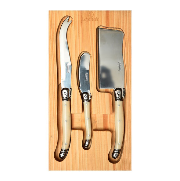 Laguiole 3 piece Cheese Set <br>Cheese Knife, Pate Knife & Cheese Cleaver <br>Ivory