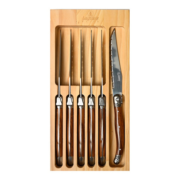 Laguiole 6 piece Steak Knife Set <br>6 x Steak Knives <br>Wood Finish