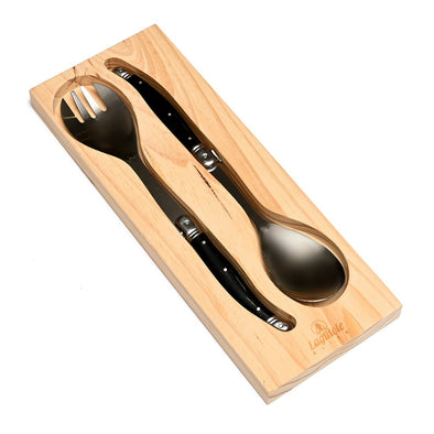 Laguiole 2 piece Salad Server Set <br>1 x Spoon 1 x Fork <br>Black