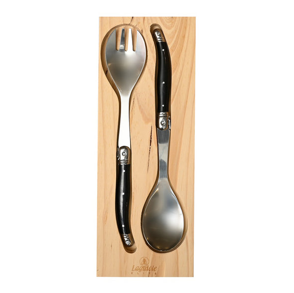 Laguiole 2 piece Salad Server Set <br>1 x Spoon 1 x Fork <br>Black