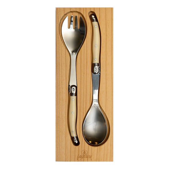 Laguiole 2 piece Salad Server Set <br>1 x Spoon 1 x Fork <br>Pearl