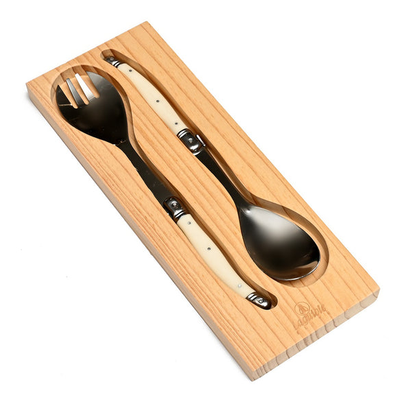 Laguiole 2 piece Salad Server Set <br>1 x Spoon 1 x Fork <br>Pearl