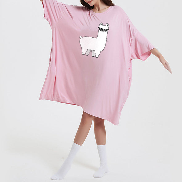 OZ PJ's Oversized Baby Pink Lama Sleep Tee <br>Heat Regulating Bamboo <br>One Size Fits Most