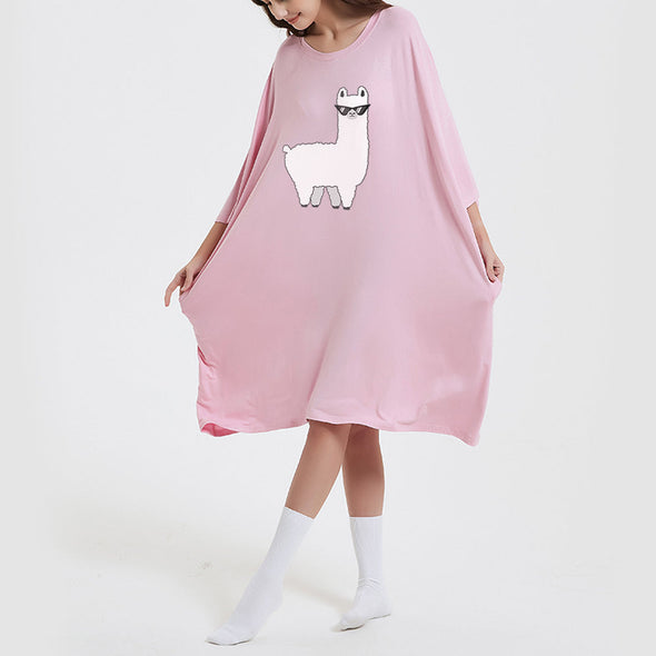 OZ PJ's Oversized Sleep Tee 2 PACK <br>Baby Pink Lama & Grey Cat <br>One Size Fits Most