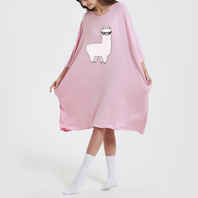 OZ PJ's Oversized Baby Pink Lama Sleep Tee <br>Heat Regulating Bamboo <br>One Size Fits Most