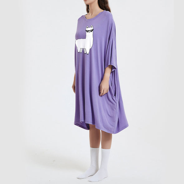 OZ PJ's Oversized Lilac Lama Sleep Tee <br>Heat Regulating Bamboo <br>One Size Fits Most