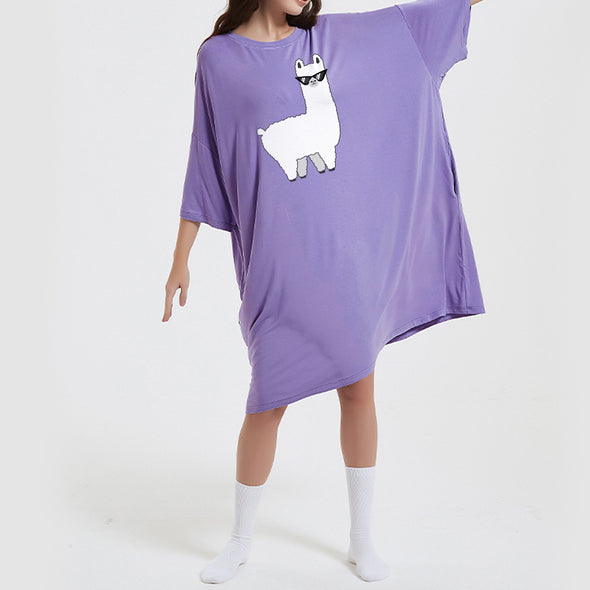 OZ PJ's Oversized Lilac Lama Sleep Tee <br>Heat Regulating Bamboo <br>One Size Fits Most