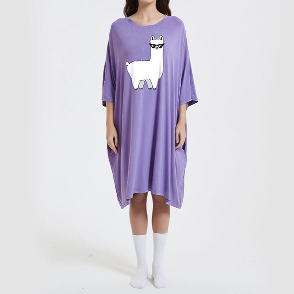 OZ PJ's Oversized Lilac Lama Sleep Tee <br>Heat Regulating Bamboo <br>One Size Fits Most