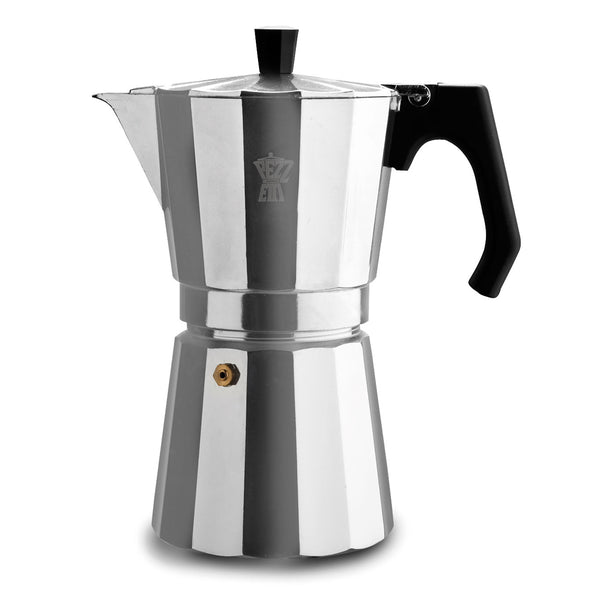 Pezzetti Luxexpress Silver Stove Top coffee maker 9 cup made in Italy from high quality aluminium