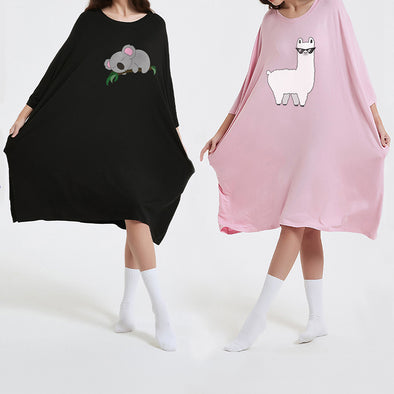 OZ PJ's Oversized Sleep Tee 2 PACK <br>Black Koala & Pink Lama <br>One Size Fits Most
