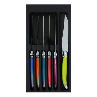 Laguiole 6 piece Steak Knife Set <br>6 x Steak Knives Pearlized <br>Multi Coloured