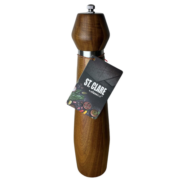 St Clare Salt & Pepper Grinder <br>Ceramic Mechanism <br>Acacia & Stainless Steel | 25cm