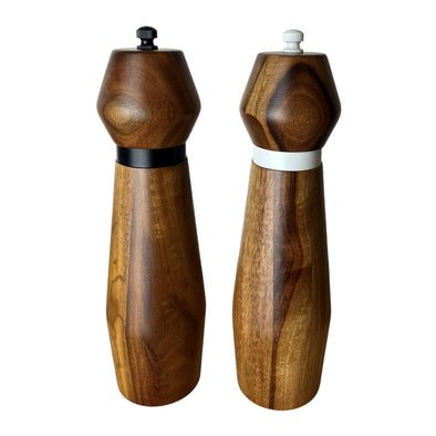 St Clare Salt & Pepper Grinder Set <br>20cm Acacia & Metal Band <br>Set of 2