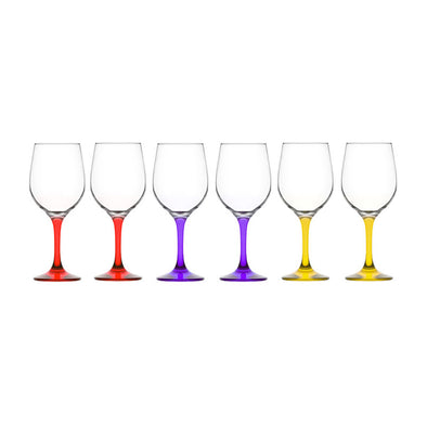 Art Craft Ava Coloured White Wine <br>Set Of 6 <br>395ml