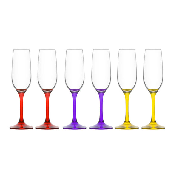 Art Craft Ava Coloured Champagne Flute <br>Set Of 6 <br>215ml