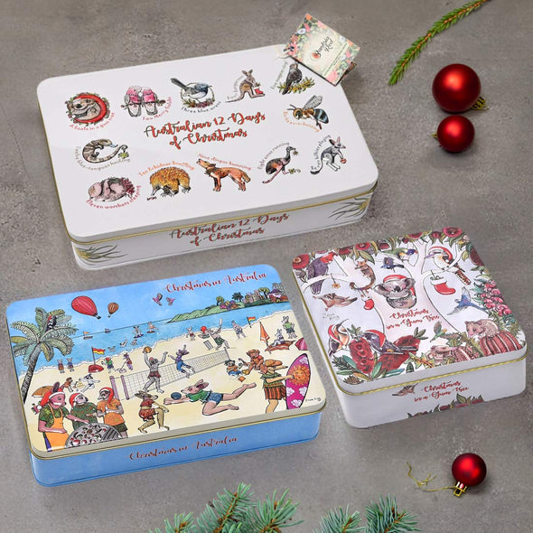 Banksia Red 12 Days Of Christmas Tin <br>Contains Butter Shortbread Fingers <br>Collectable Tin