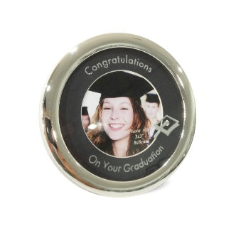 Silver plated round frame congratulations on your graduation 