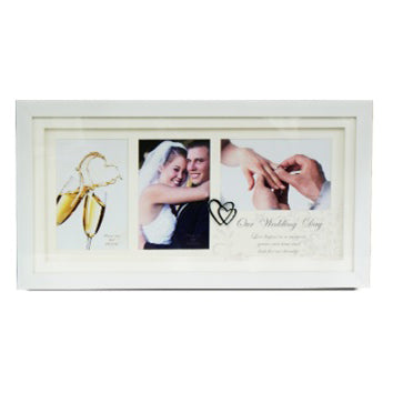 Rectangular 3 Picture Frame Our Wedding Day