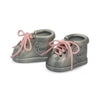 Pewter Finish First Tooth & Curl Box Baby Shoes with pink laces