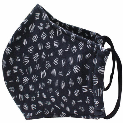 ADULT Washable Face Masks <br>3 layer Antimicrobial cloth fabric <br>Black & White Springs