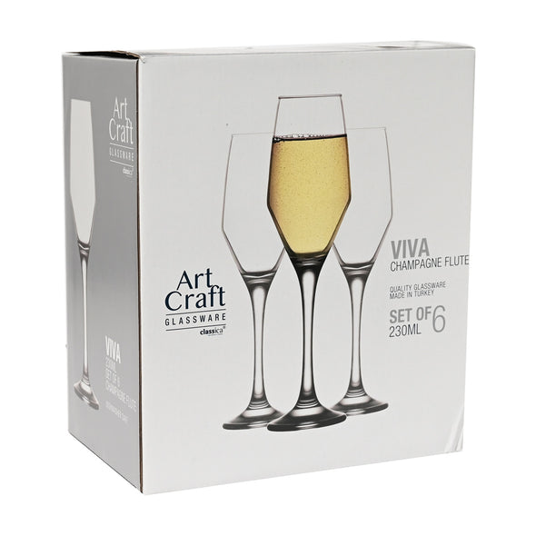 Packagnig of Classica Art Craft Viva Champagne Flute Glass 230ml Capacity