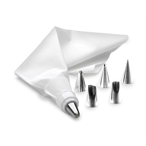 8 Pce Icing Set <br>Includes Icing Bag, Coupler & 6 Nozzles <br>Stainless Steel