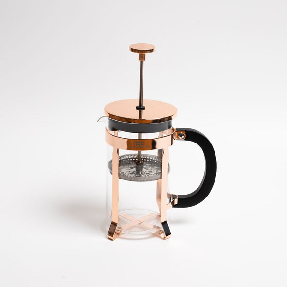 Coffee Culture Borosilicate Glass French press Plunger with Rose Gold heavy duty stainless steel lid and frame 8 cup 1000ml