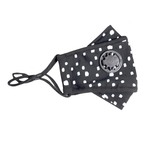 ADULT Washable Face Mask <br>3 layer ANTI-FOG FILTER & VALVE <br>Antimicrobial cloth fabric Black & White Square Dots