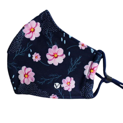 ADULT Washable Face Masks <br>3 layer Antimicrobial cloth fabric <br>Navy with Pink