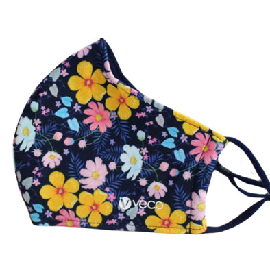 ADULT Washable Face Masks <br>3 layer Antimicrobial cloth fabric <br>Navy Spring Garden