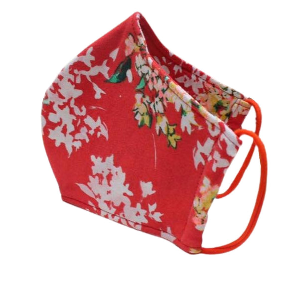ADULT Washable Face Masks <br>3 layer Antimicrobial cloth fabric <br>Red Spring Flowers