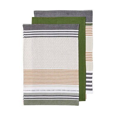 Ladelle Tea Towel <br>Intrinsic Textured Green <br>3 Pack