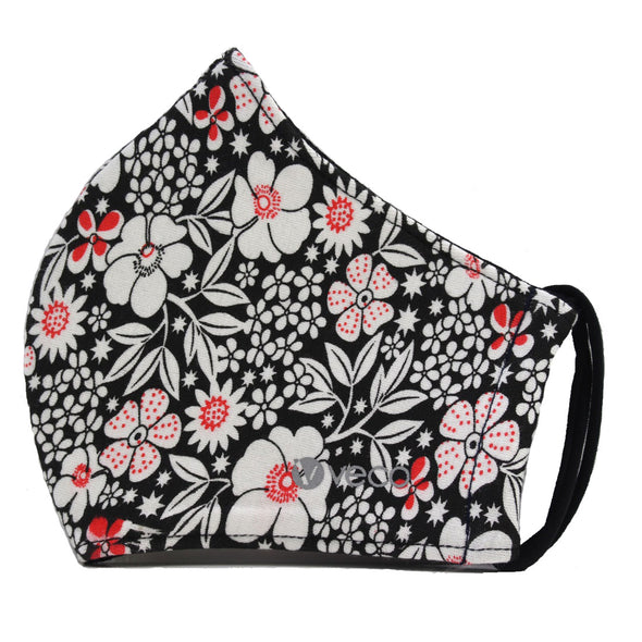 ADULT Washable Face Masks <br>3 layer Antimicrobial cloth fabric <br>Ceramic Flower