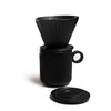 Coffee Culture black ceramic ribbed design mug and pour over set 320ml Capacity 