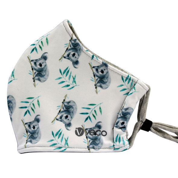 ADULT Washable Face Masks <br>3 layer Antimicrobial cloth fabric <br>White Koala