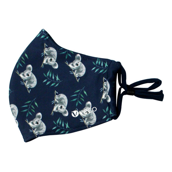 ADULT Washable Face Mask 3 layer <br>Antimicrobial cloth fabric <br>Navy Koala