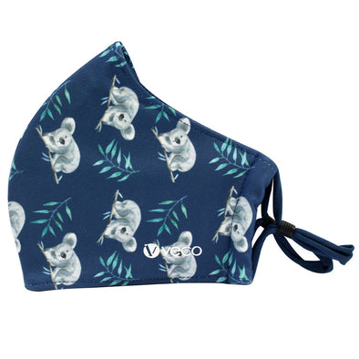 ADULT Washable Face Mask 3 layer <br>Antimicrobial cloth fabric <br>Navy Koala