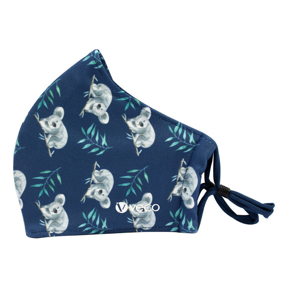 KIDS Washable Face Masks <br>3 layer Antimicrobial cloth fabric <br>Navy Koala