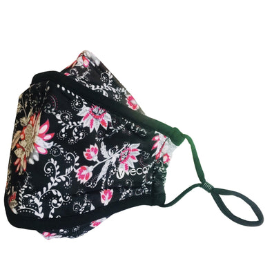 ADULT Washable Face Mask <br>3 layer ANTI-FOG & Antimicrobial cloth fabric <br>Floral & Vine