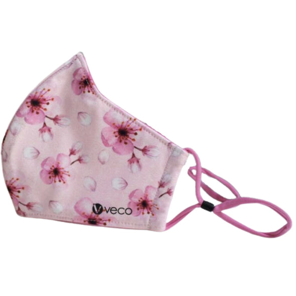 ADULT Washable Face Mask <br>3 layer Antimicrobial cloth fabric <br>Pink Flower