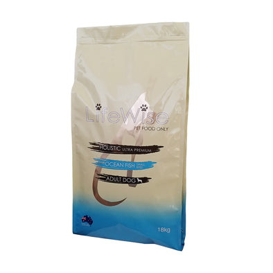 18 kg bag of Lifewise Ocean Fish with Lamb, Rice & Vegetables dog food in small bites
