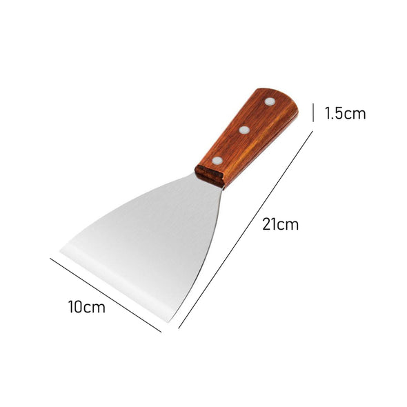 BBQ Scraper <br>Stainless Steel and Wood <br>Dimensions 21 x 10 x 1.5cm